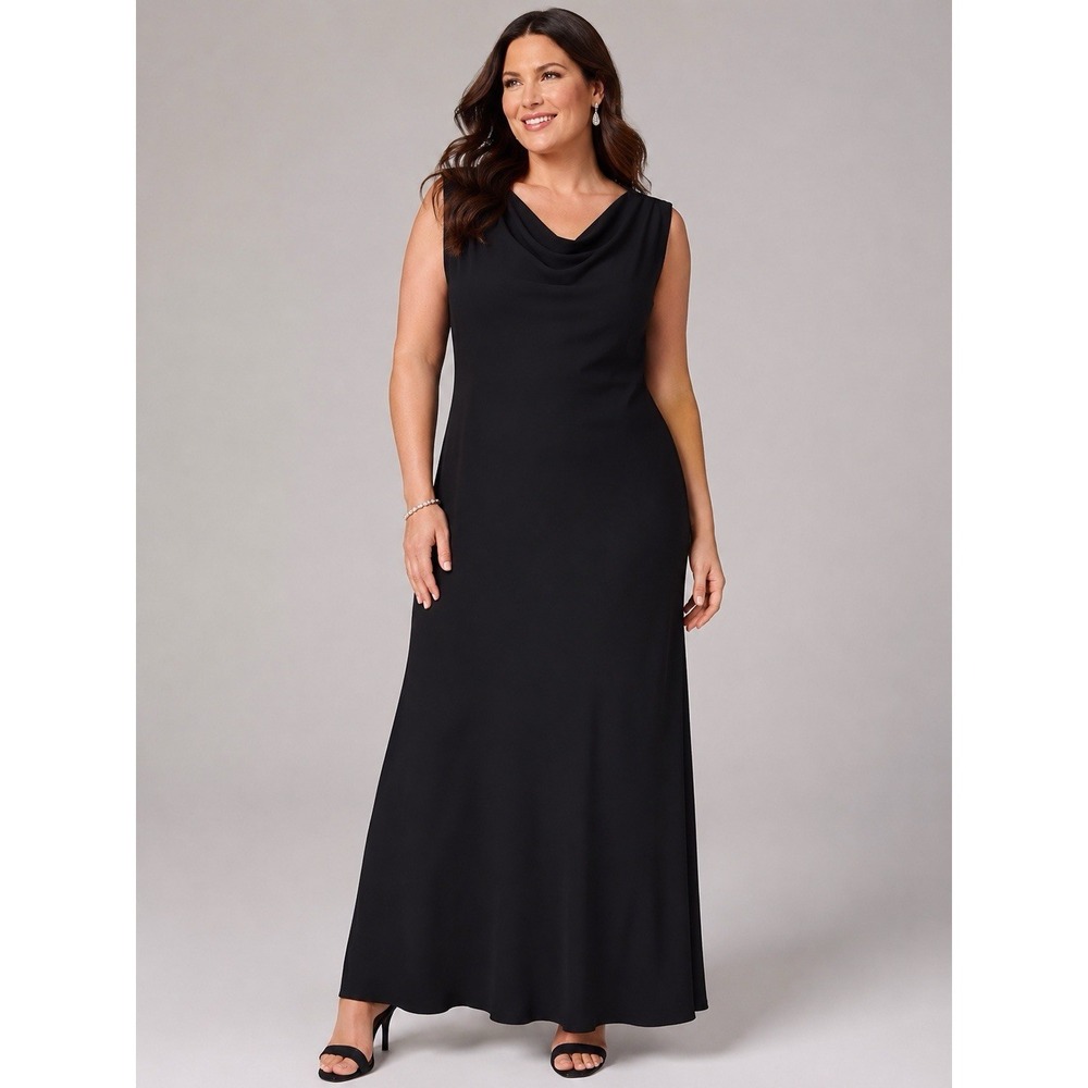Evan Picone Black Sleeveless Cowl Neck Prom Dress
